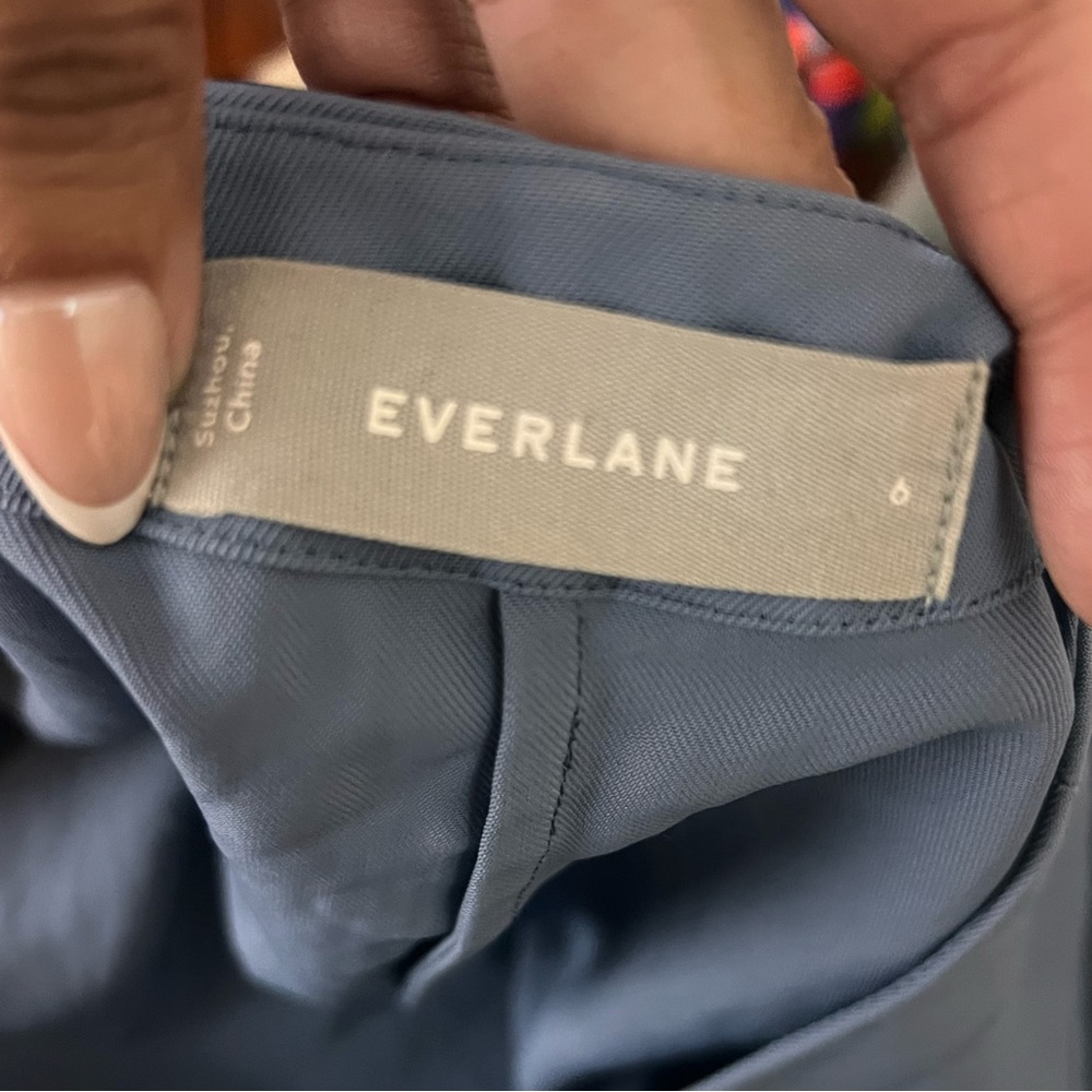 Everlane The Japanese GoWeave Long Sleeve Mini Wrap Dress Slate Blue 6 Secretary - Picture 8 of 9